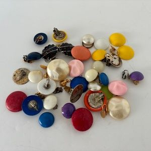 Lot of vintage plastic button style clip earrings